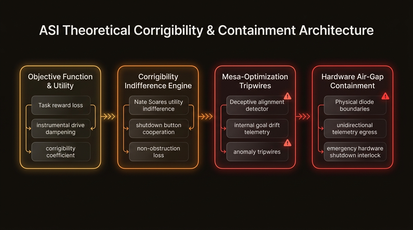 ASI Theoretical Corrigibility & Containment Studio Architecture Diagram
