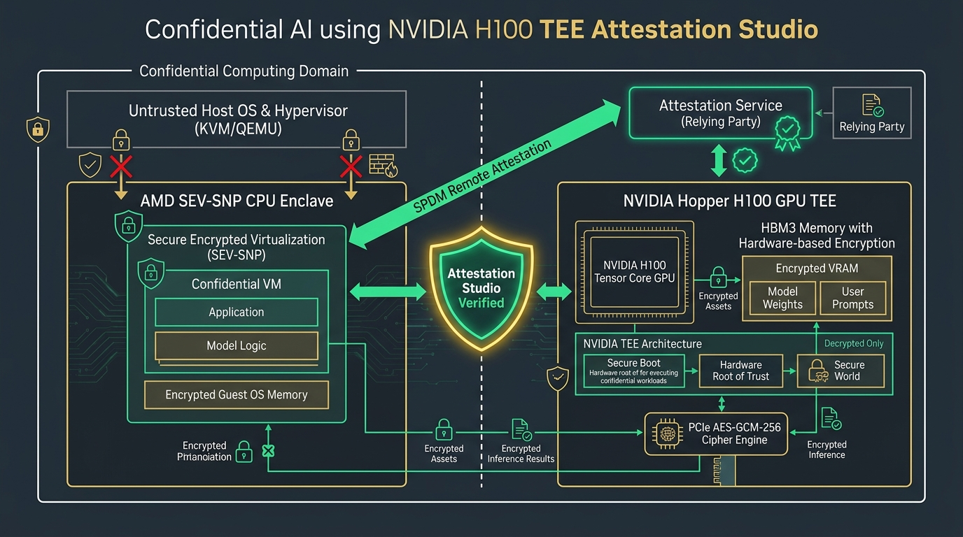Confidential AI & NVIDIA H100 TEE Attestation Studio Architecture Flow
