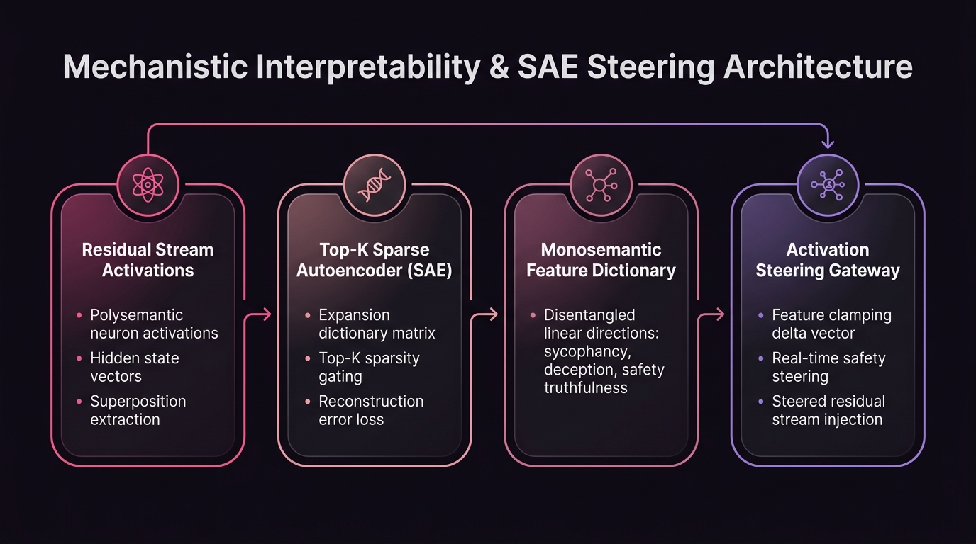 Mechanistic Interpretability & SAE Steering Studio Architecture Diagram