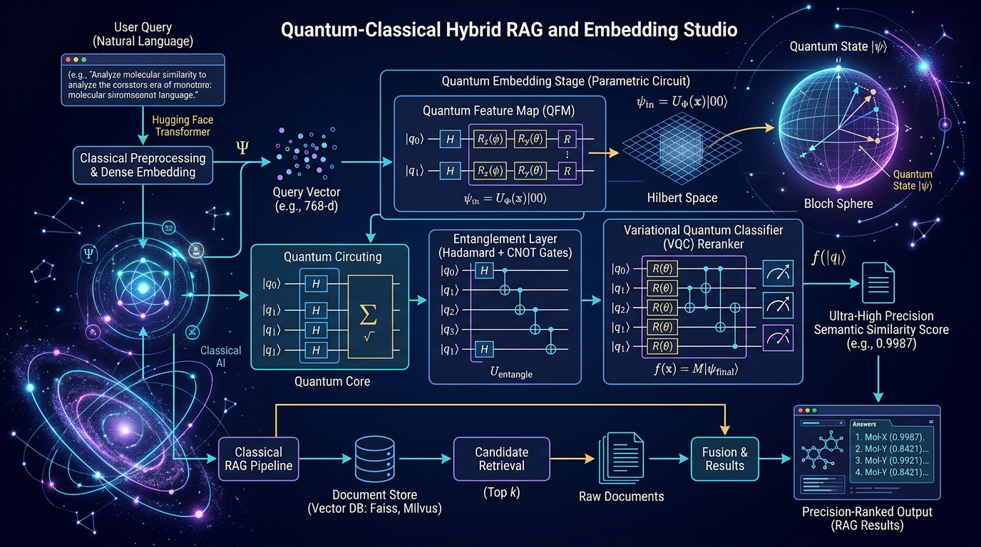 Quantum-Classical Hybrid RAG & Embedding Studio Architecture Flow