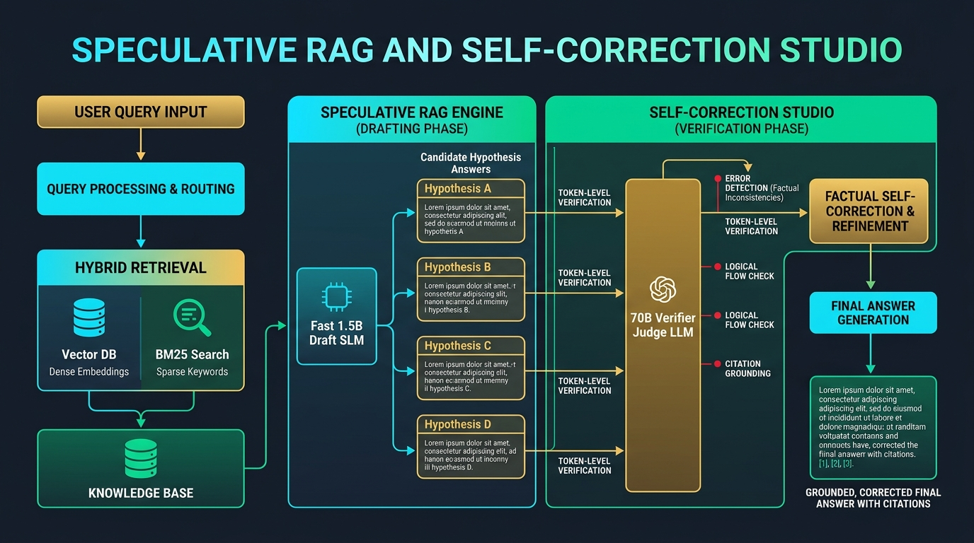 Speculative RAG & Self-Correction Studio Architecture Flow